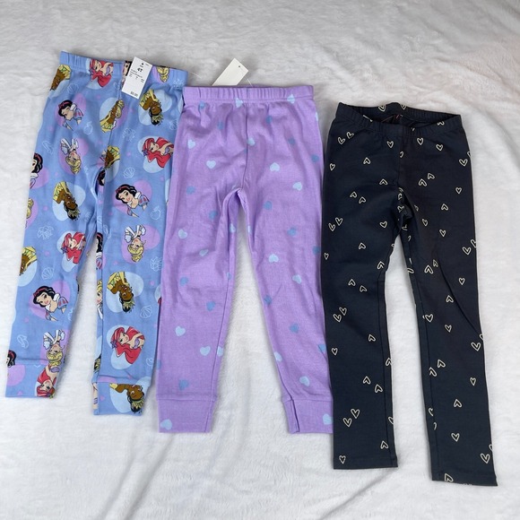 Cat & Jack Lot of 3 Pants Toddler Girls 4T Multi Patterned Soft Touch Pull‎ On - Picture 1 of 3